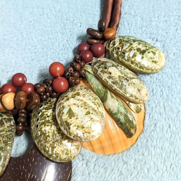 Vintage Artisan Made Natural Shells and Seeds Necklaces on a Satin Cord - Picture 12 of 14